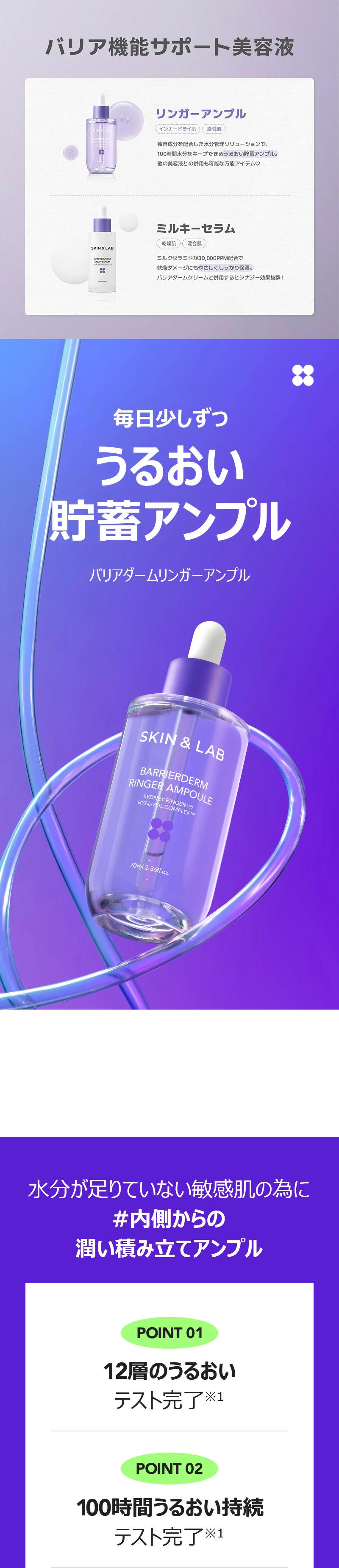 SKIN&LAB(スキンアンドラブ)バリアダームリンガーアンプル SKIN&LAB 19％OFFcp有 バリアダームリンガーアンプル 30ml 保湿
